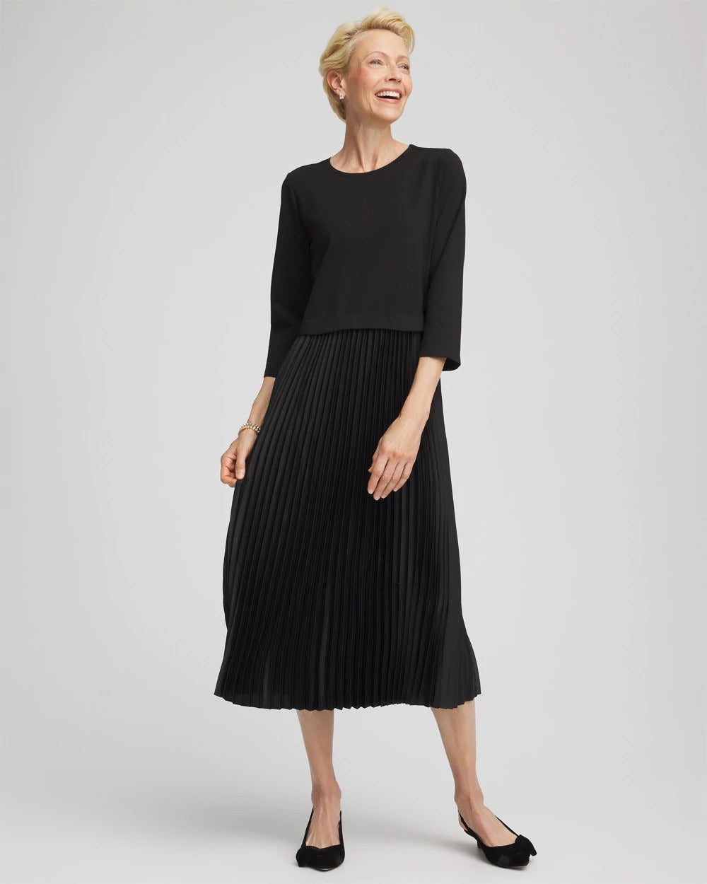 Satin-Knit Pleated Maxi Dress - Chico's