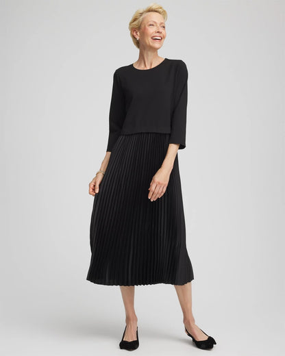 Satin-Knit Pleated Maxi Dress - Chico's