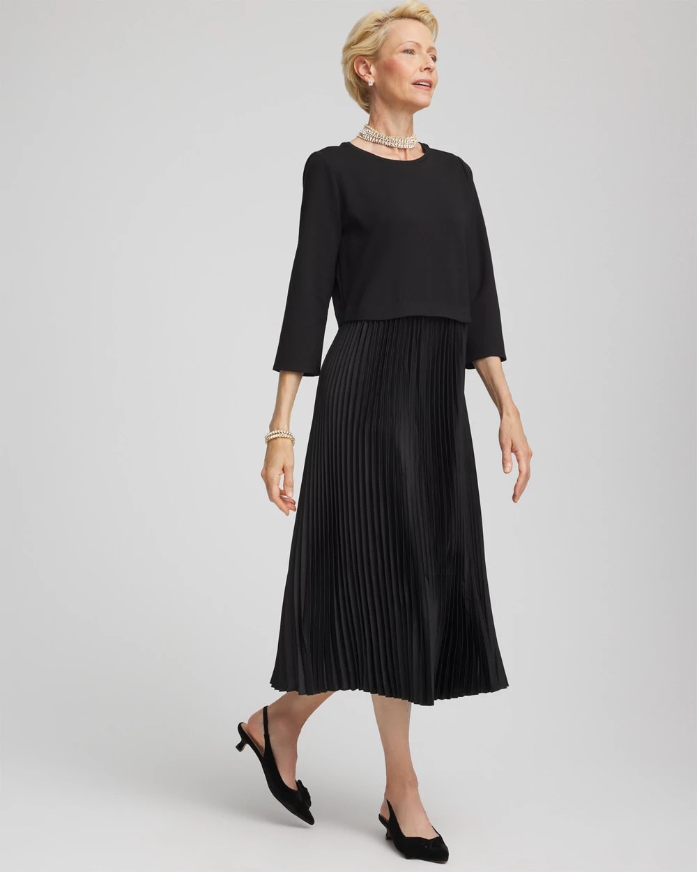 Satin-Knit Pleated Maxi Dress - Chico's