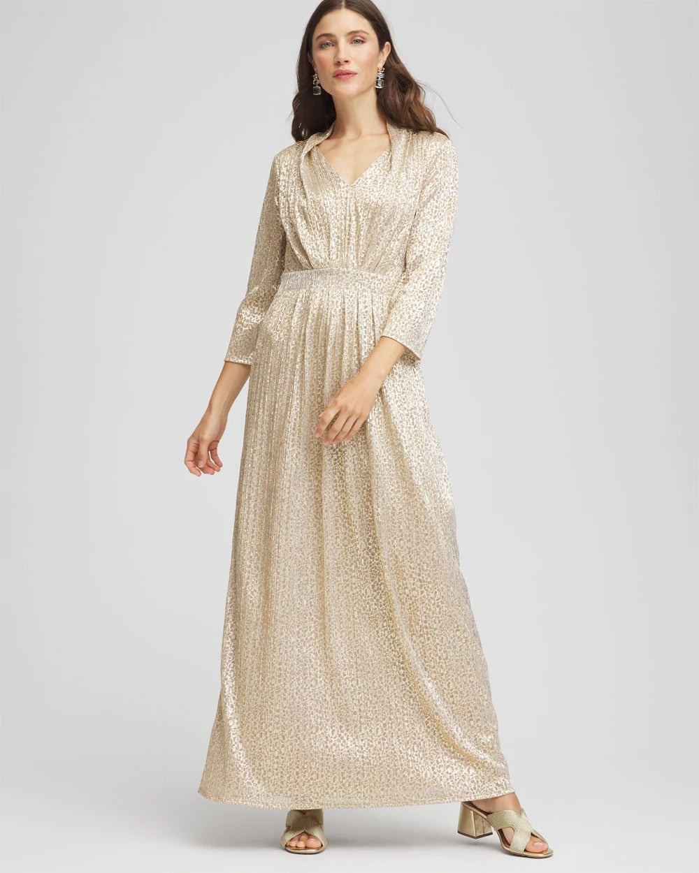 Metallic Knit Pleated Maxi Dress - Chico's
