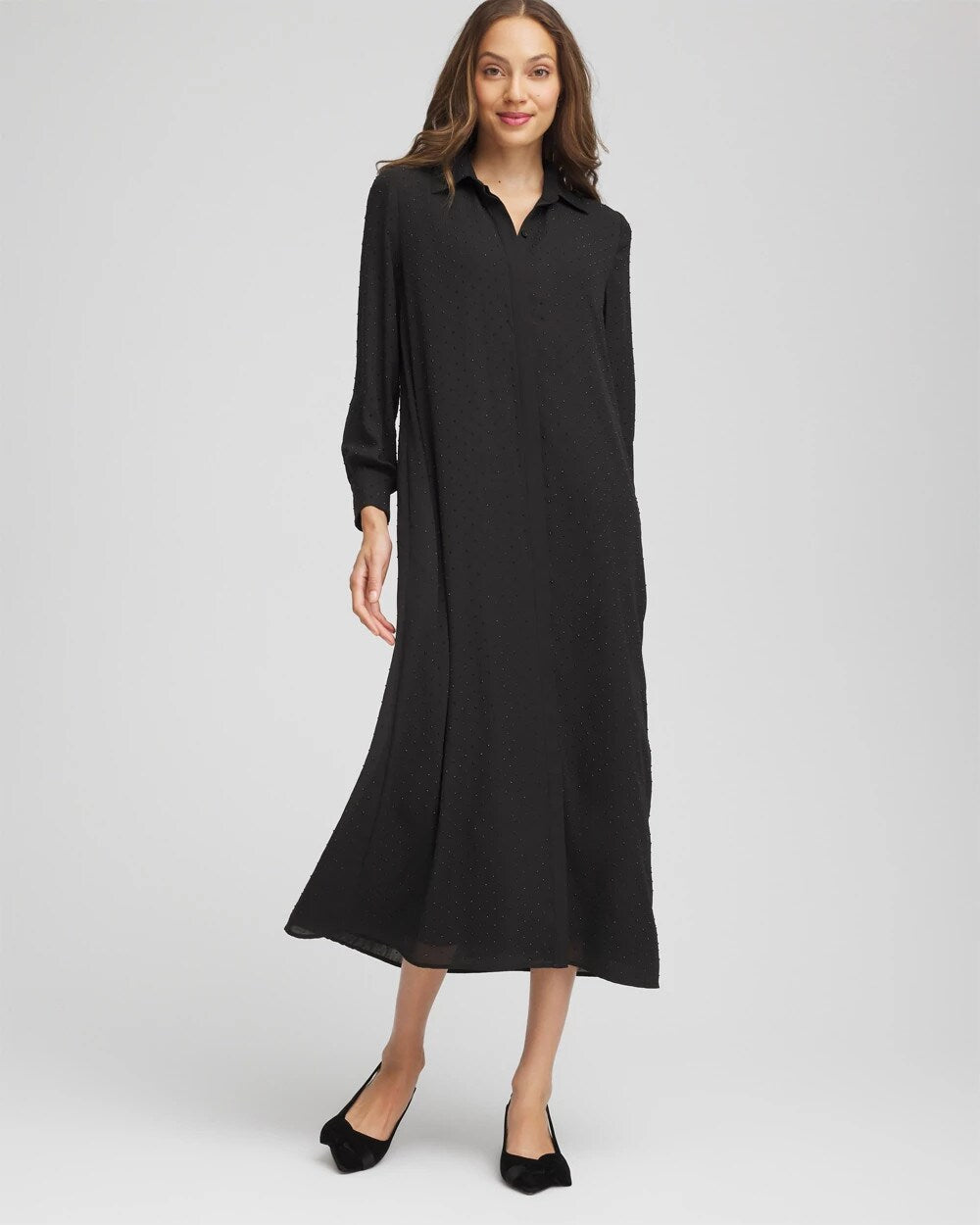 Sequined Long-Sleeved Maxi Shirtdress - Chico's
