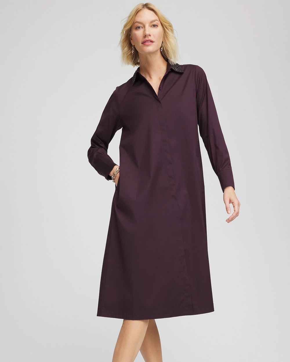 Sequin Collar Midi Shirtdress - Chico's