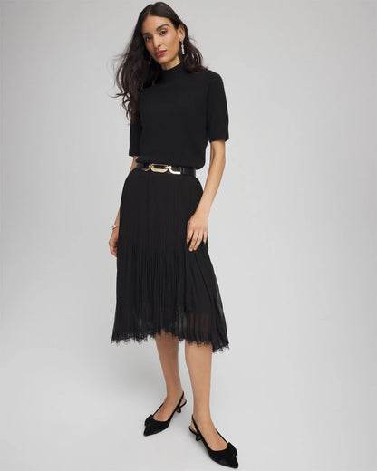 Pleated Lace Hem Midi Skirt - Chico's