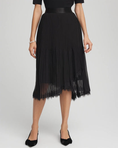 Pleated Lace Hem Midi Skirt - Chico's