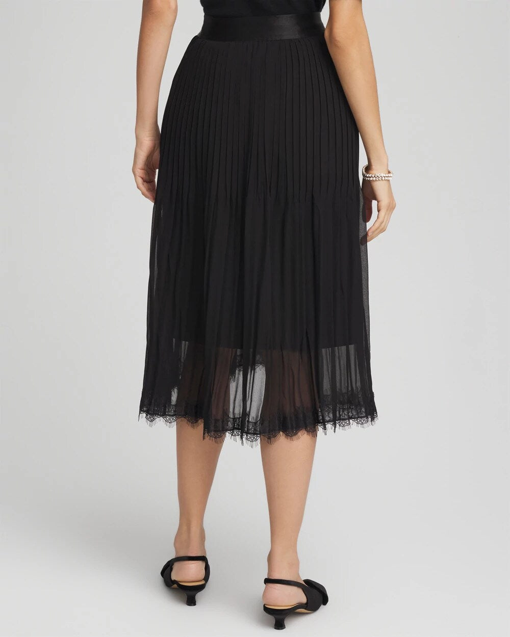 Pleated Lace Hem Midi Skirt - Chico's