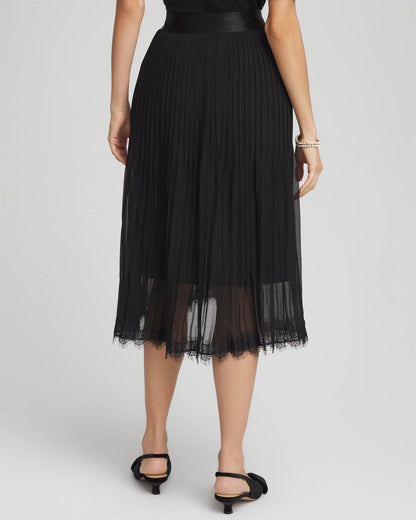 Pleated Lace Hem Midi Skirt - Chico's