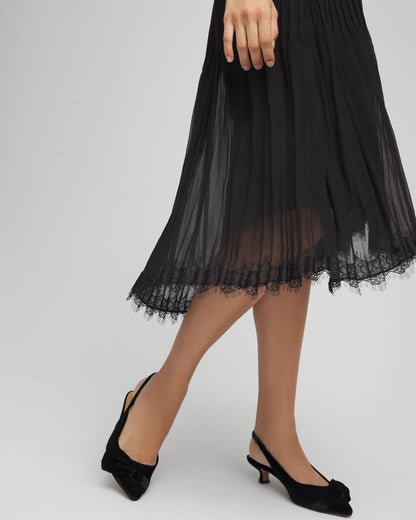 Pleated Lace Hem Midi Skirt - Chico's