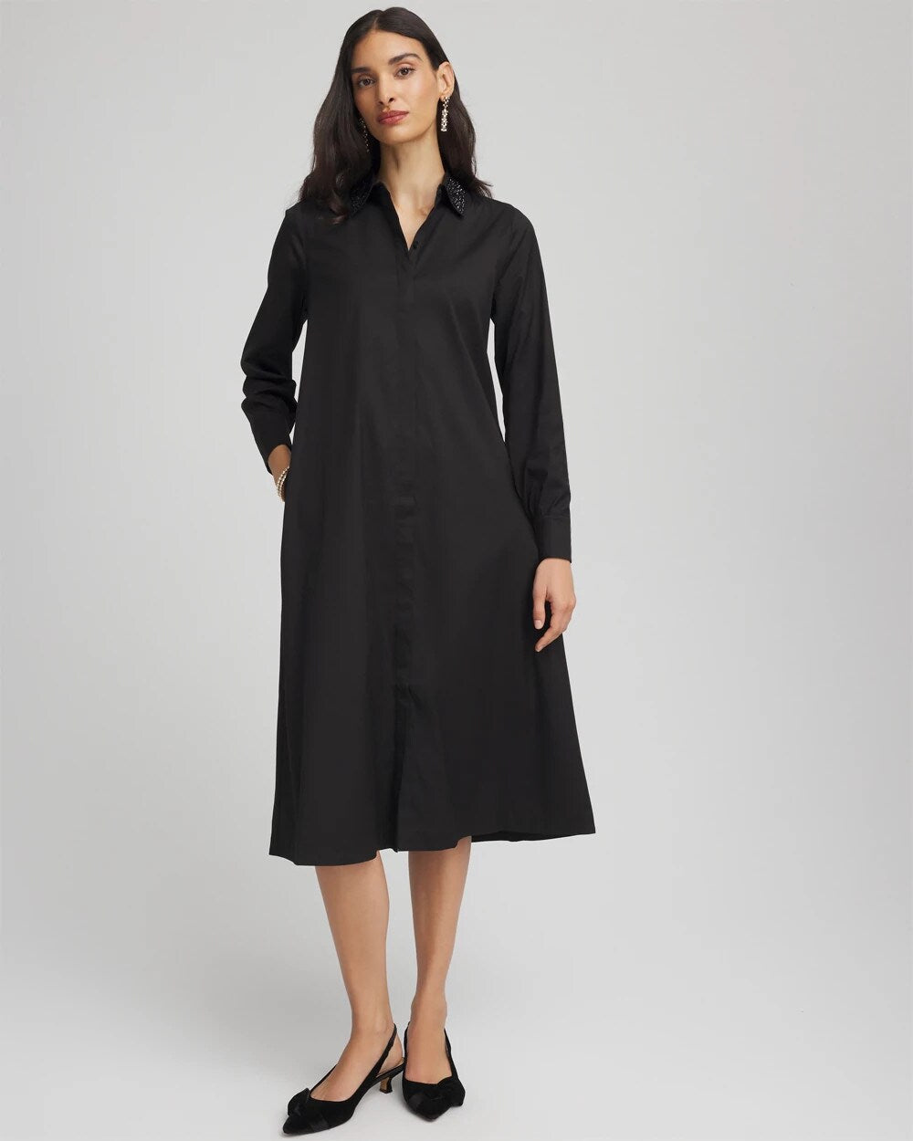 Sequin Collar Midi Shirtdress - Chico's