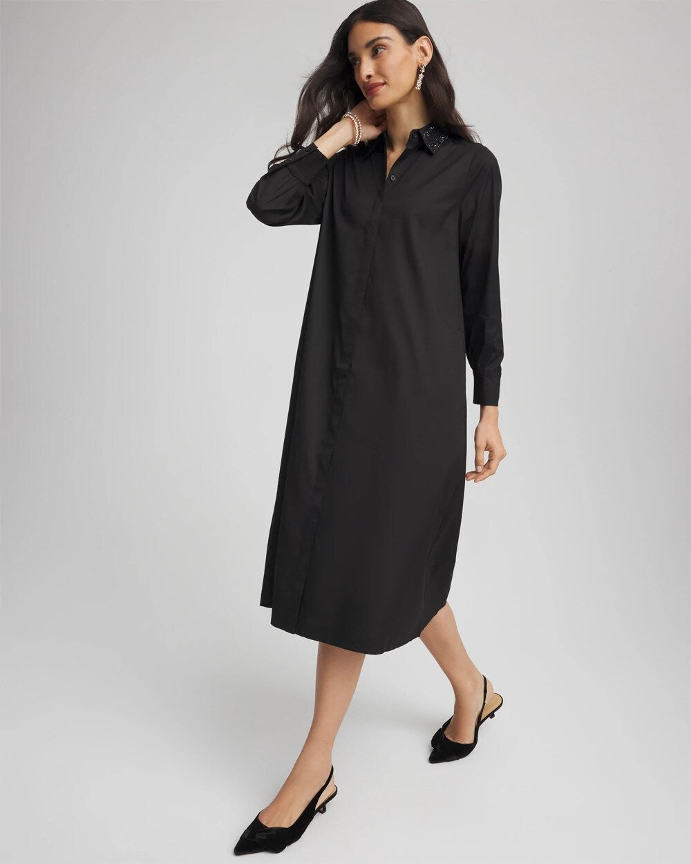 Sequin Collar Midi Shirtdress - Chico's