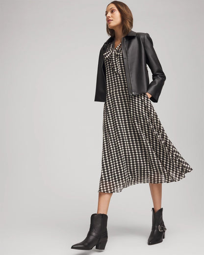 Chiffon Clip-Dot Tie-Neck Dress - Chico's