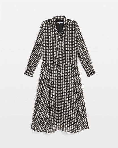 Chiffon Clip-Dot Tie-Neck Dress - Chico's