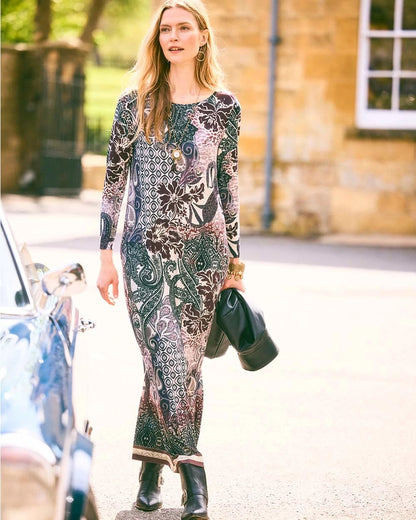 Patchwork Boatneck Column Maxi Dress - Chico's