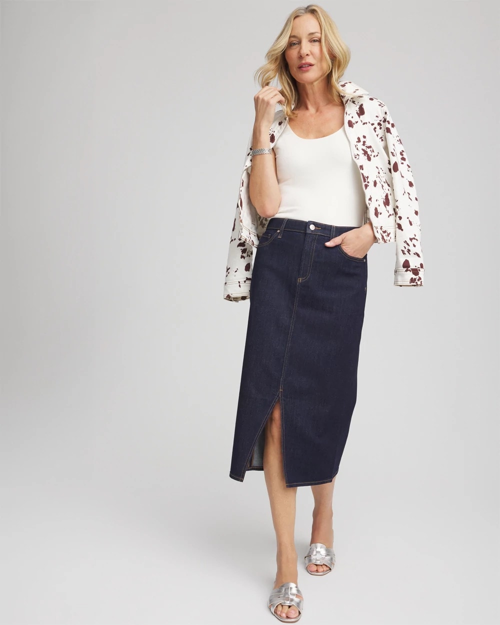 High-Rise Straight Stretch-Denim Skirt - Chico's