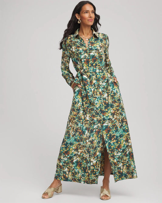 Printed Long-Sleeved Shirtdress - Chico's