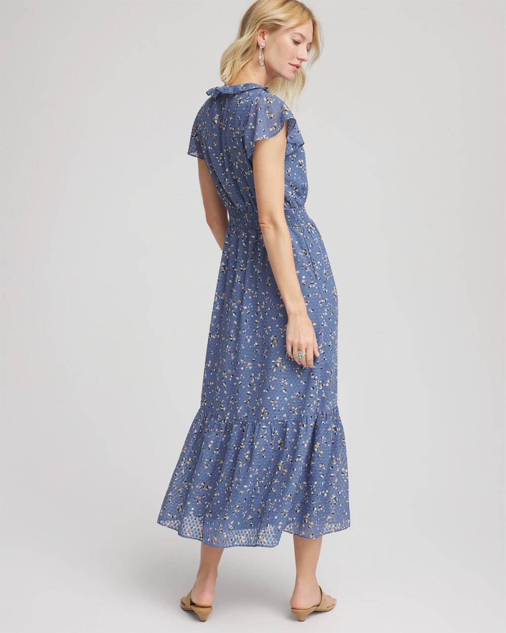 Textured Ruffled-Placket Maxi Dress - Chico's