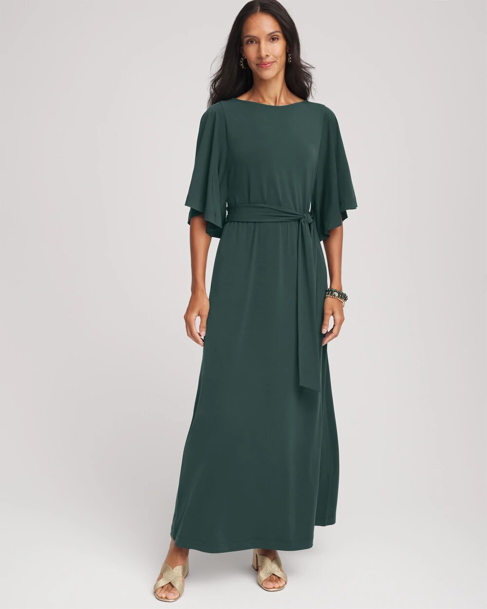 Belted Flutter-Sleeve Maxi Dress - Chico's