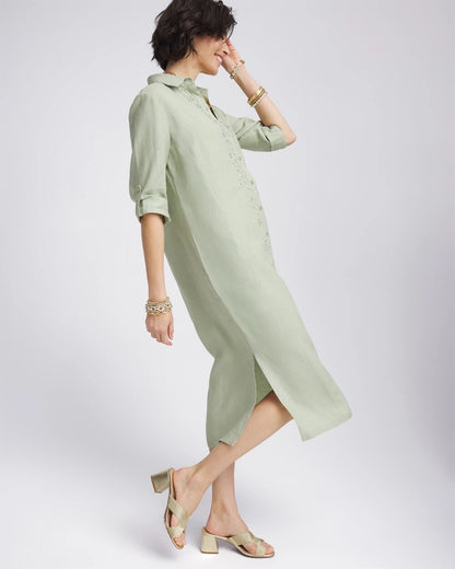 Linen Embellished Midi Shirt Dress - Chico's