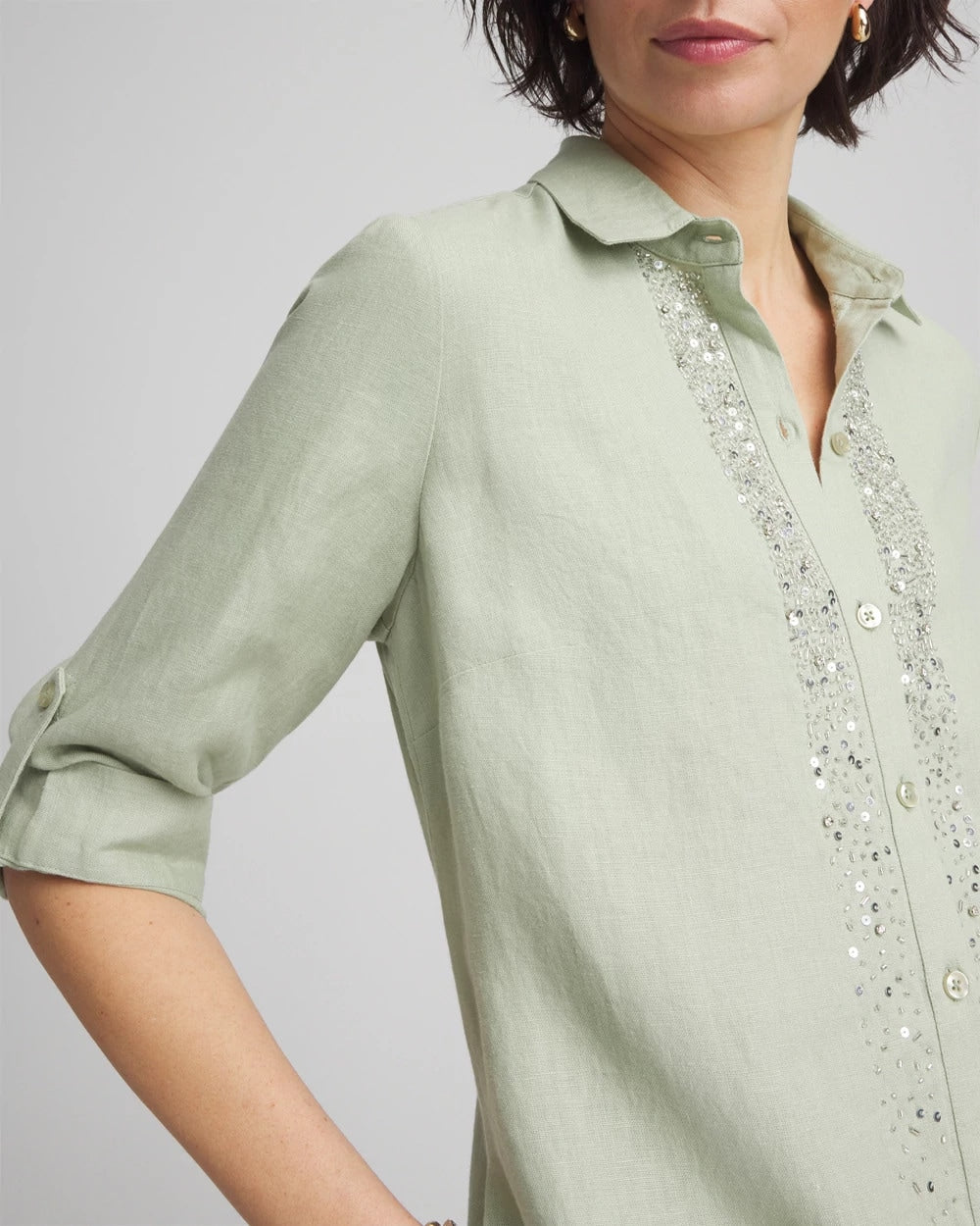 Linen Embellished Midi Shirt Dress - Chico's