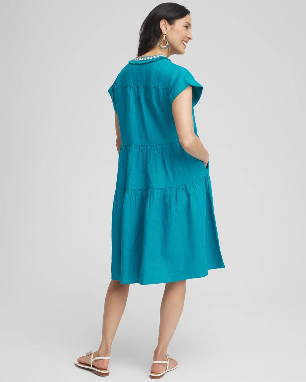 Linen Embellished Cap Sleeve Dress - Chico's