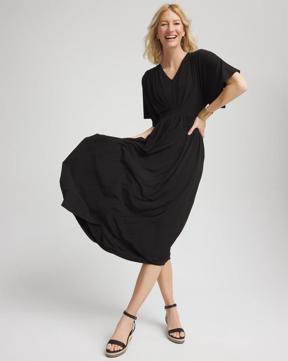 Flutter-Sleeved Jersey Maxi Dress - Chico's