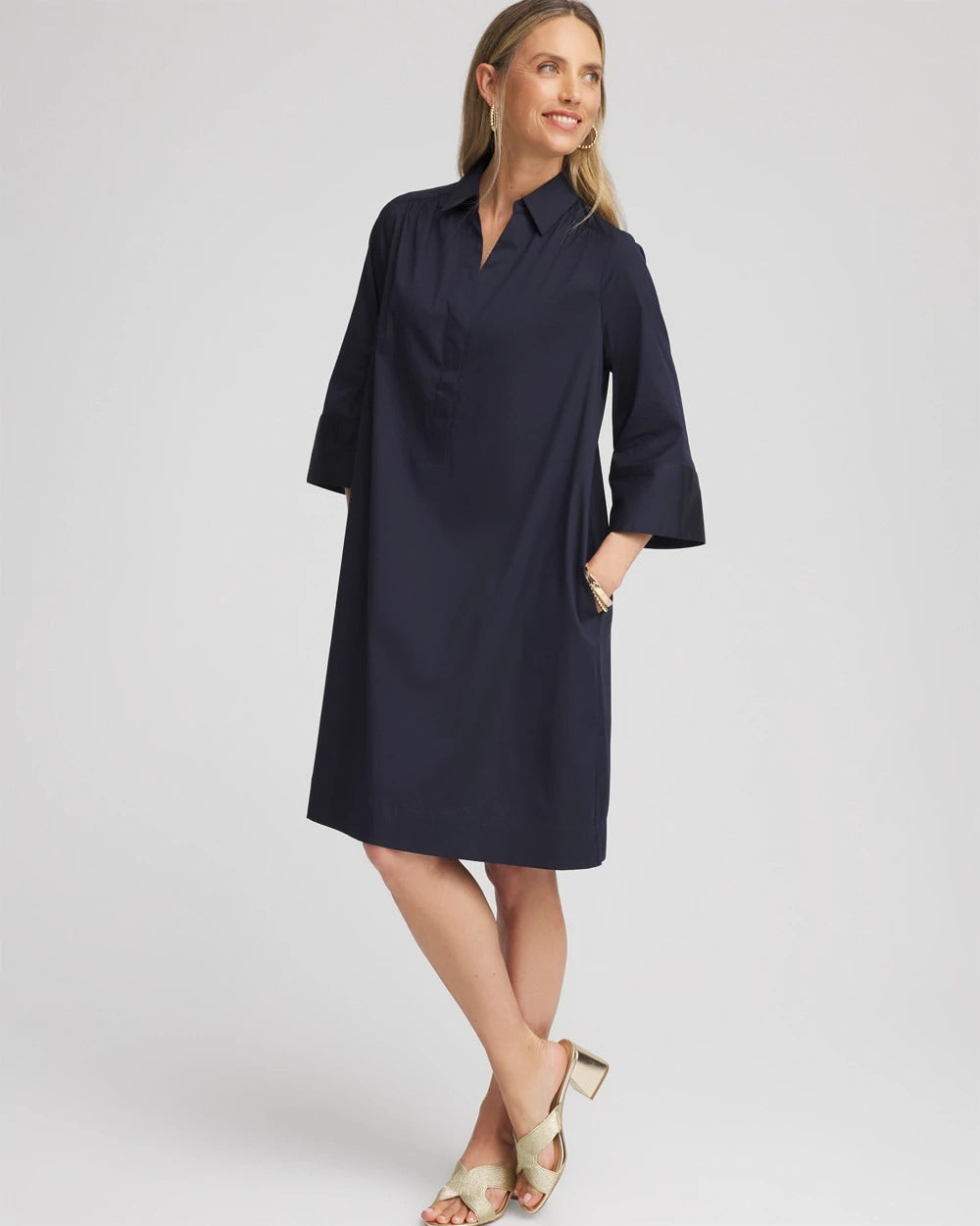 Cotton-Blend Popover Dress - Chico's