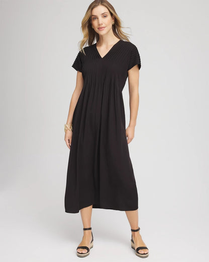 Silk-Twill Popover Midi Dress - Chico's