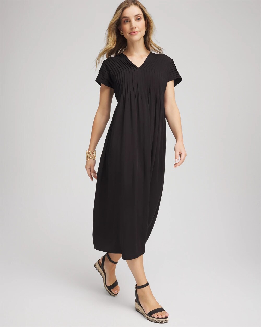 Silk-Twill Popover Midi Dress - Chico's