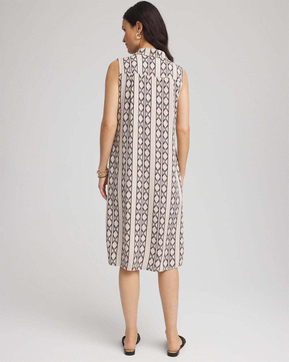 Printed Sleeveless Silk-Twill Shirtdress - Chico's