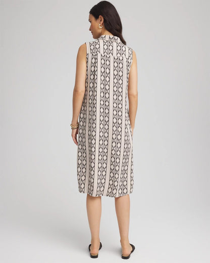 Printed Sleeveless Silk-Twill Shirtdress - Chico's