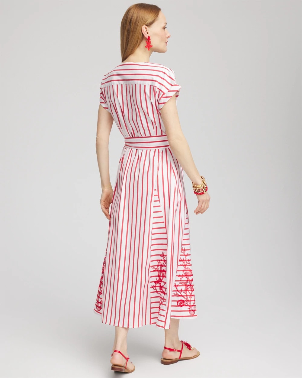 Embroidered Godet Striped Maxi Dress - Chico's