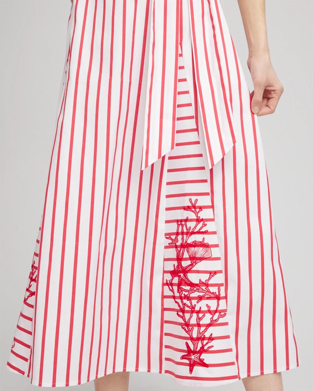 Embroidered Godet Striped Maxi Dress - Chico's