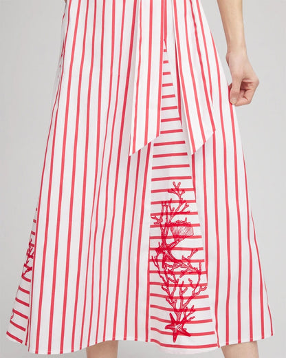Embroidered Godet Striped Maxi Dress - Chico's