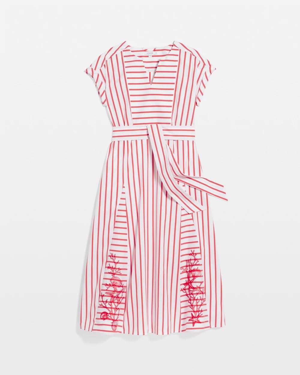 Embroidered Godet Striped Maxi Dress - Chico's