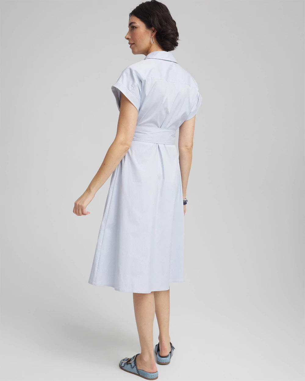 Striped Embroidered Poplin Midi Shirtdress - Chico's
