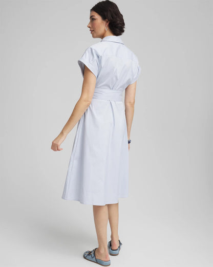 Striped Embroidered Poplin Midi Shirtdress - Chico's