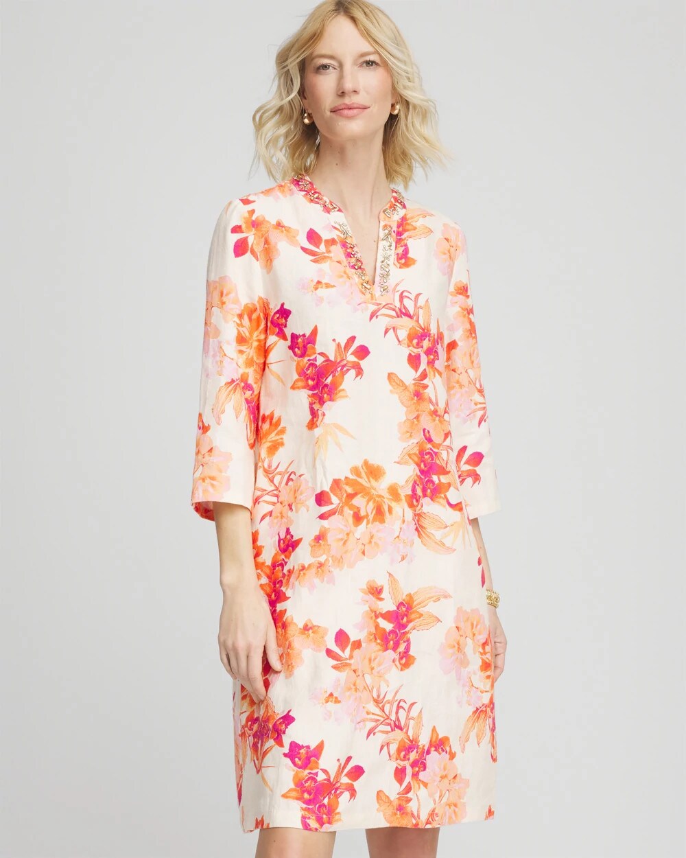 Embellished Linen Kurta Dress - Chico's