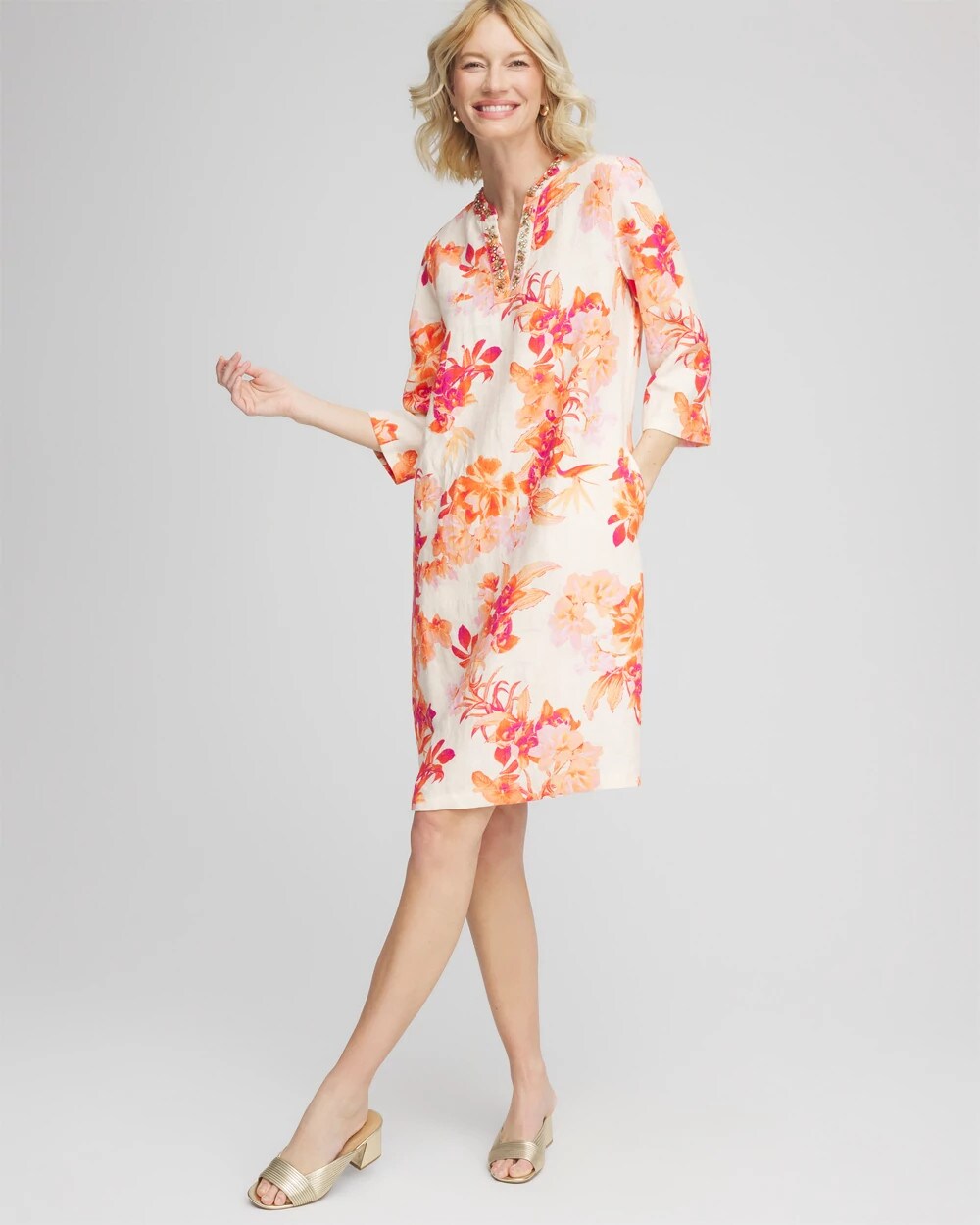 Embellished Linen Kurta Dress - Chico's