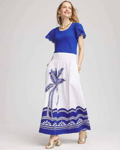 Tropical Smocked Waist Pull-On Skirt - Chico's