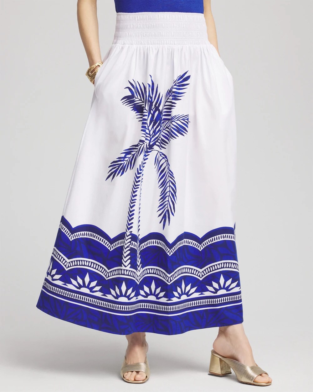 Tropical Smocked Waist Pull-On Skirt - Chico's