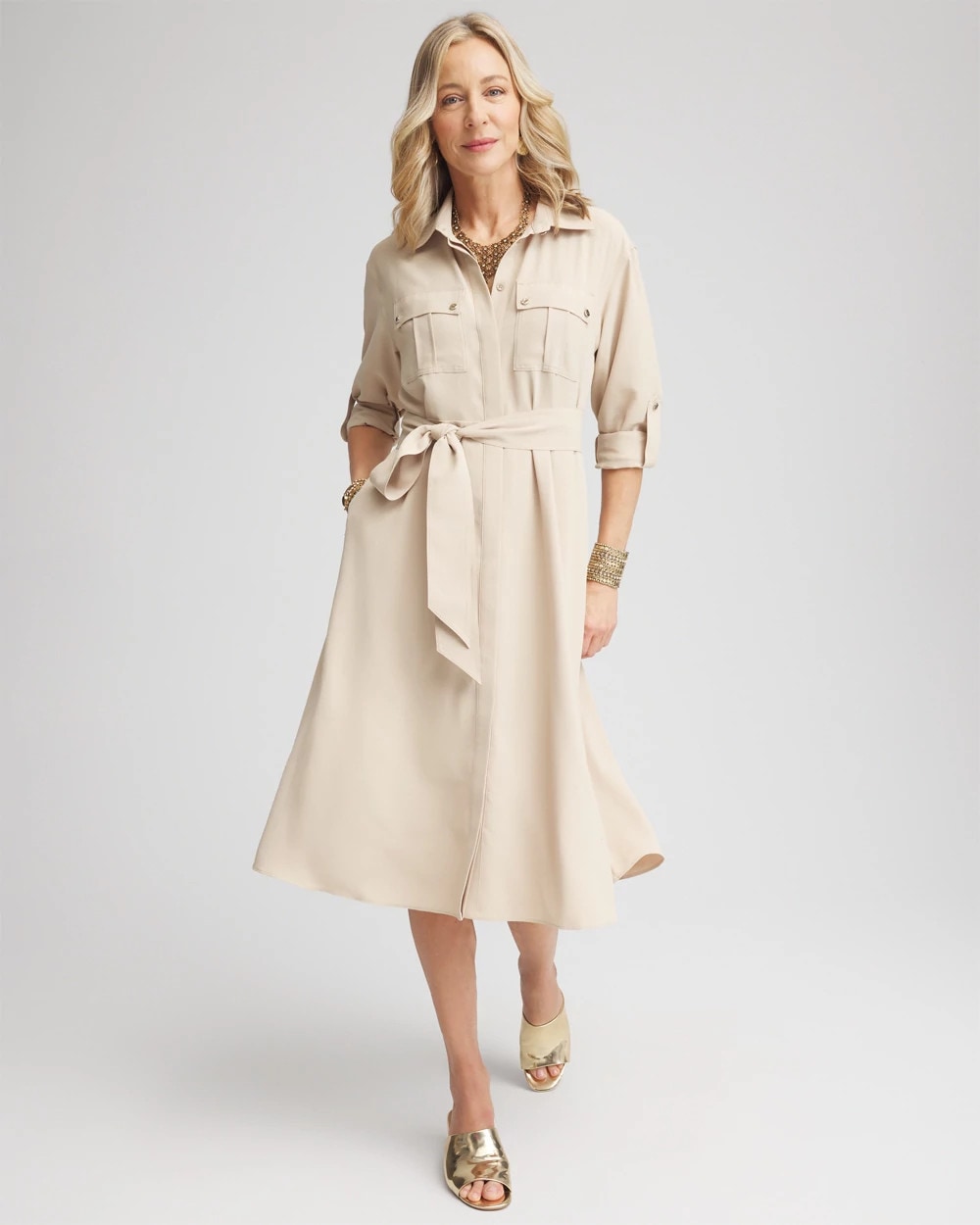 Twill Belted Midi Shirtdress - Chico's