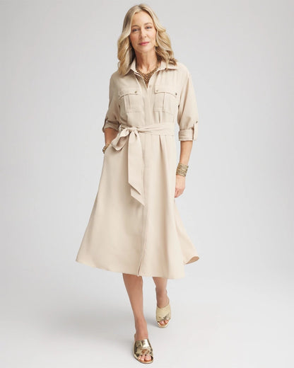 Twill Belted Midi Shirtdress - Chico's