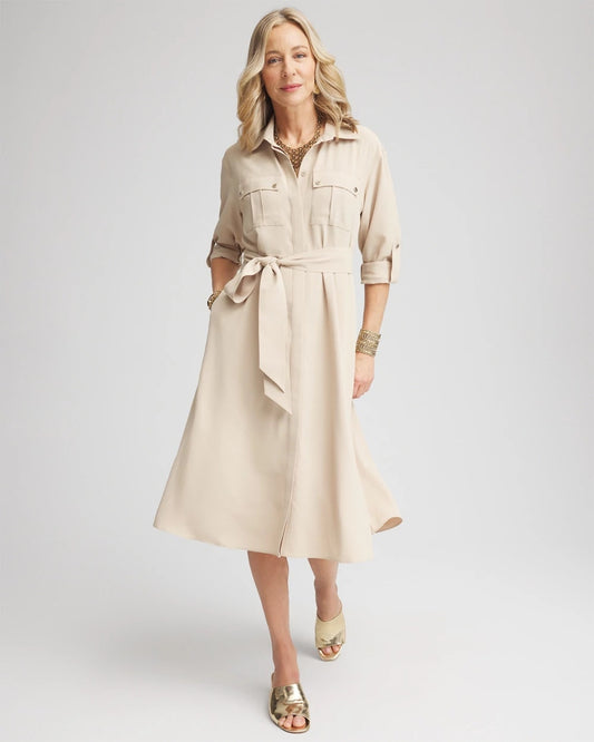 Twill Belted Midi Shirtdress - Chico's