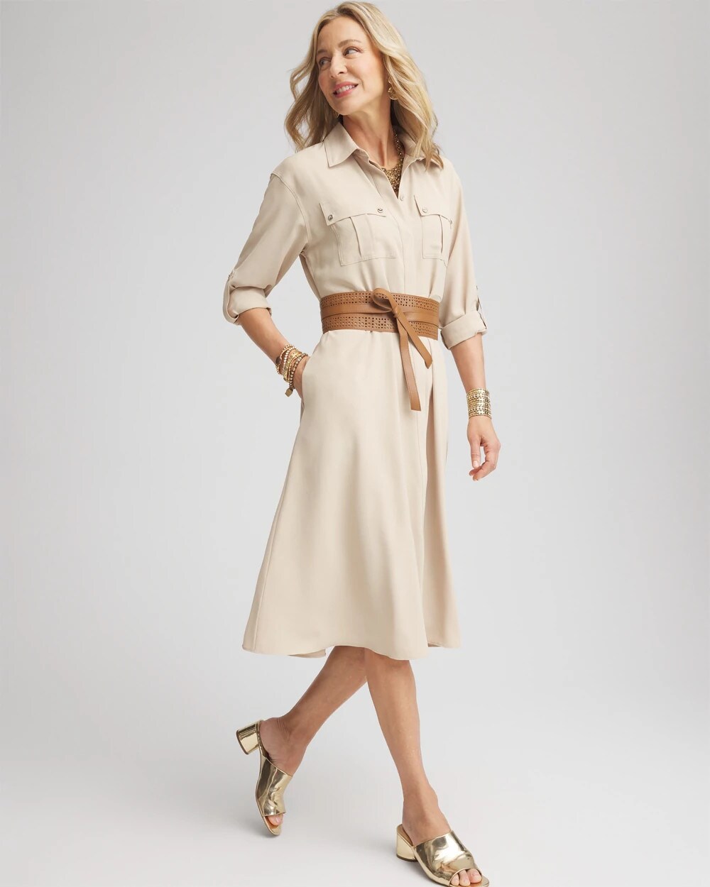 Twill Belted Midi Shirtdress - Chico's