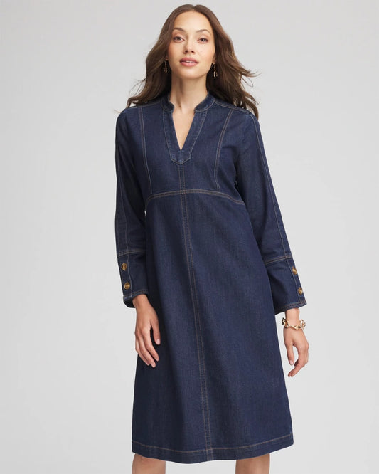 Denim Splitneck Knee-Length Dress - Chico's