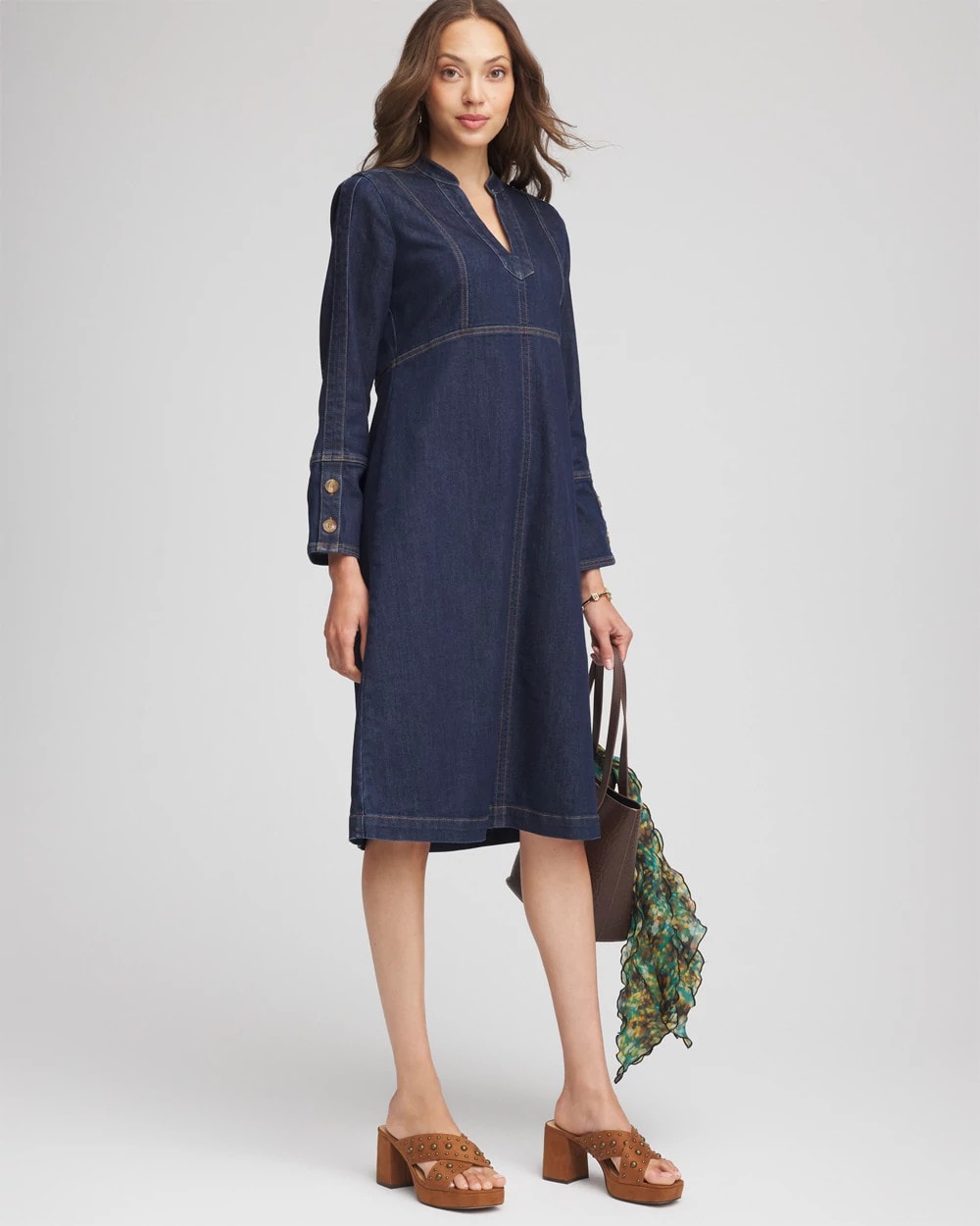 Denim Splitneck Knee-Length Dress - Chico's