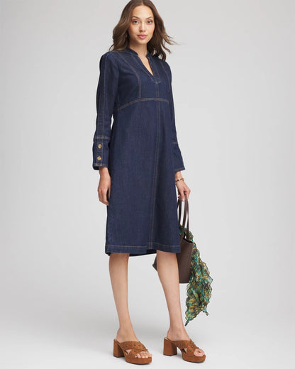 Denim Splitneck Knee-Length Dress - Chico's
