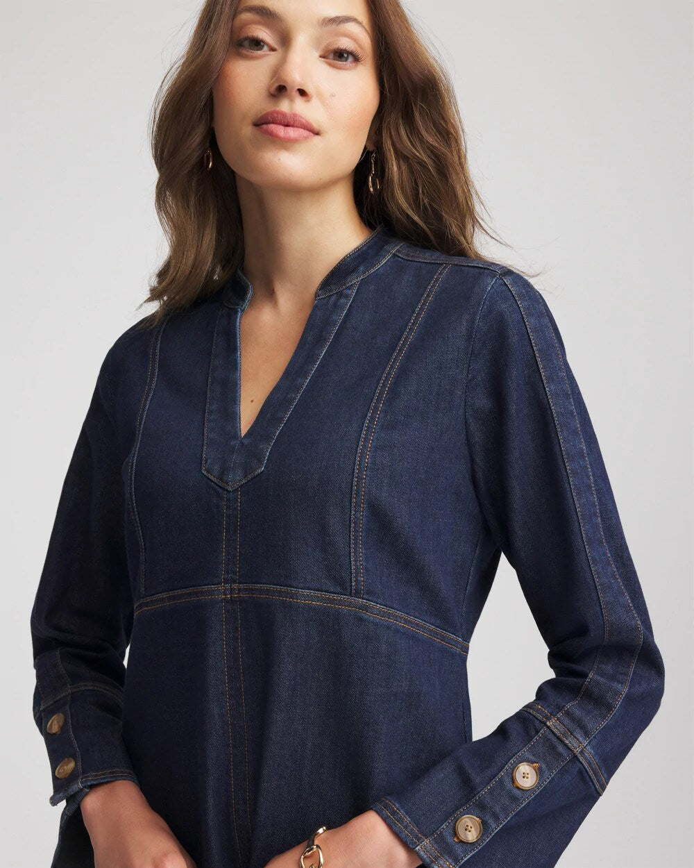 Denim Splitneck Knee-Length Dress - Chico's