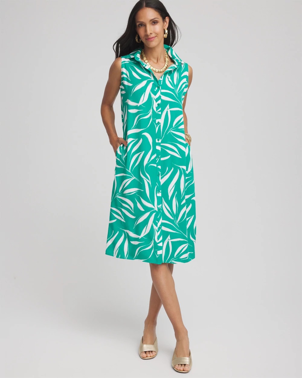 Rayon Silk Sleeveless Shirtdress - Chico's