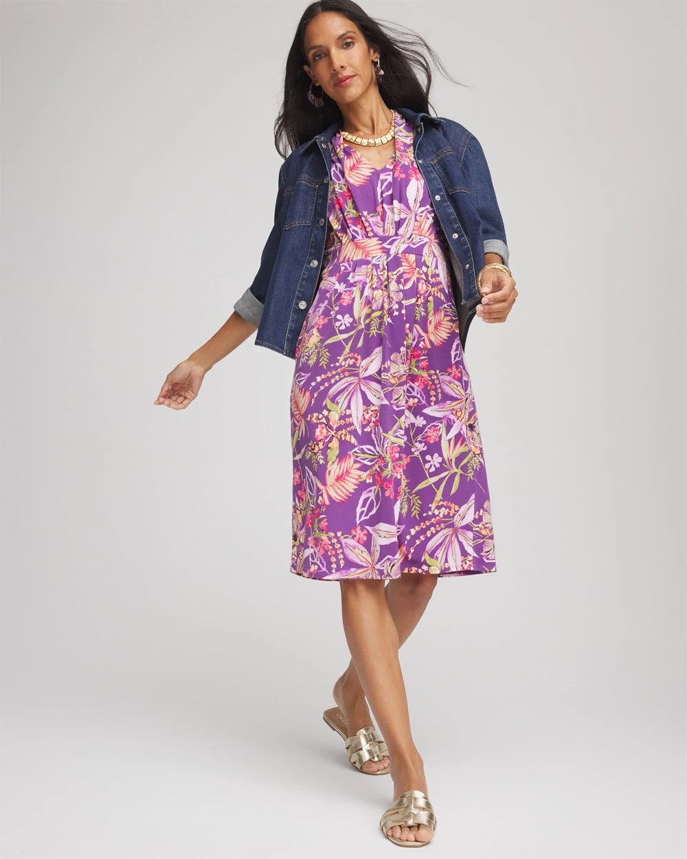 Floral Pleated Jersey Dress - Chico's