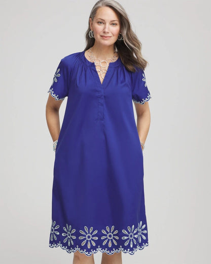 Embroidered Poplin Popover Dress - Chico's